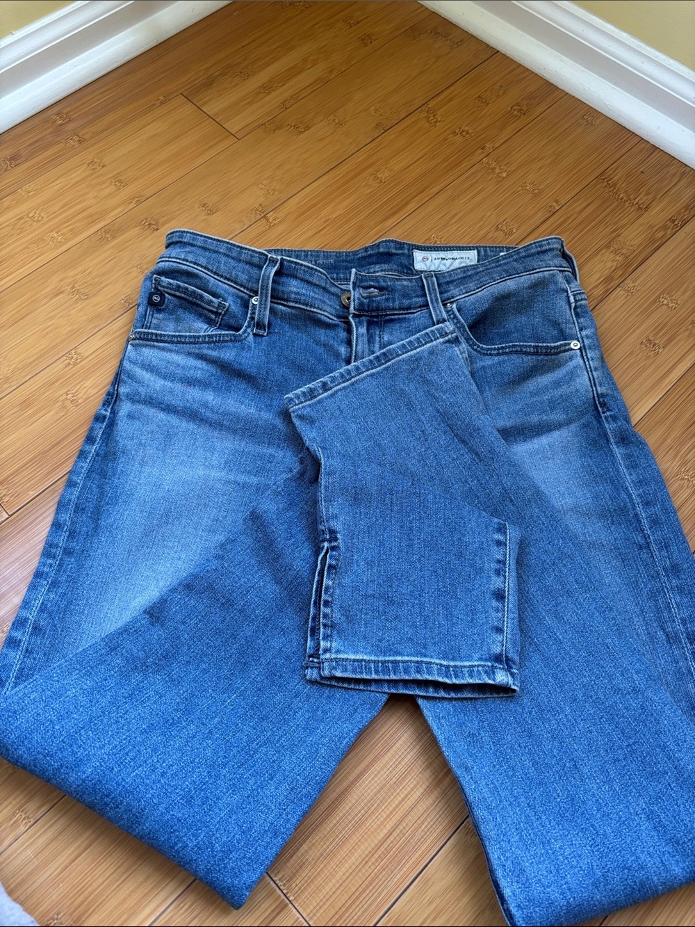 Ag Adriano Goldschmied Straight Leg Blue Denim Jeans